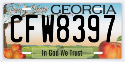 GA license plate CFW8397