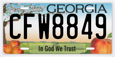 GA license plate CFW8849