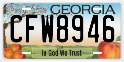 GA license plate CFW8946