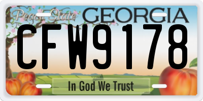 GA license plate CFW9178
