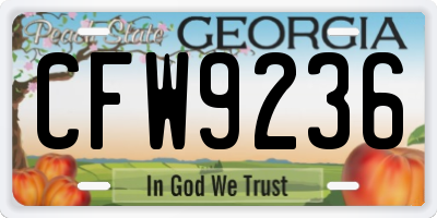 GA license plate CFW9236