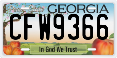 GA license plate CFW9366
