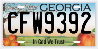 GA license plate CFW9392