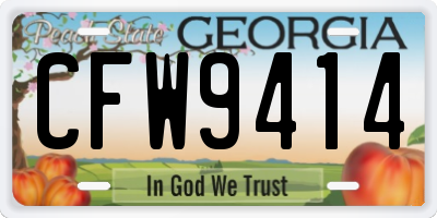 GA license plate CFW9414