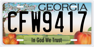 GA license plate CFW9417