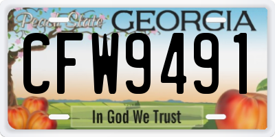 GA license plate CFW9491