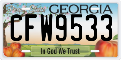 GA license plate CFW9533