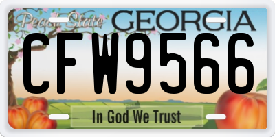 GA license plate CFW9566