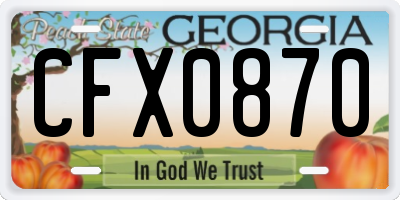 GA license plate CFX0870