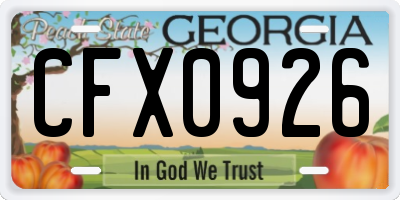 GA license plate CFX0926