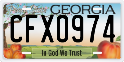 GA license plate CFX0974
