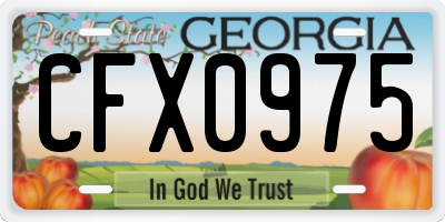 GA license plate CFX0975