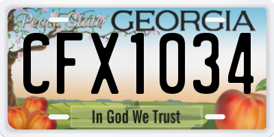 GA license plate CFX1034