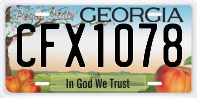 GA license plate CFX1078