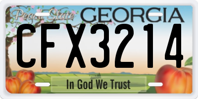 GA license plate CFX3214