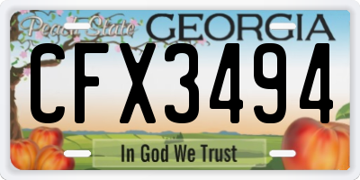 GA license plate CFX3494