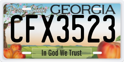GA license plate CFX3523