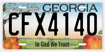 GA license plate CFX4140