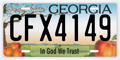 GA license plate CFX4149
