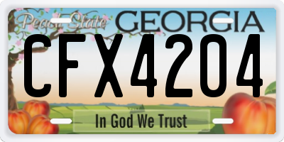 GA license plate CFX4204