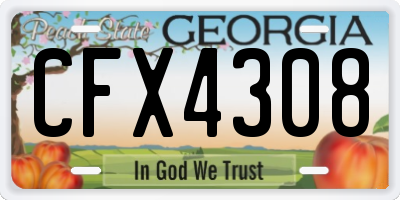 GA license plate CFX4308