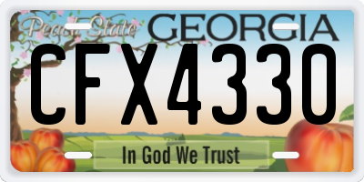 GA license plate CFX4330