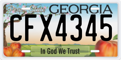 GA license plate CFX4345