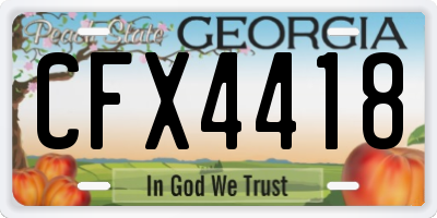 GA license plate CFX4418