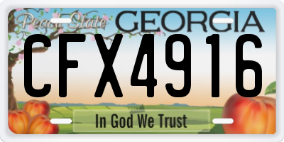 GA license plate CFX4916