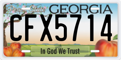 GA license plate CFX5714