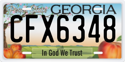GA license plate CFX6348