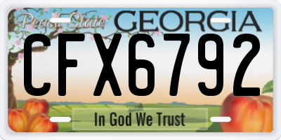 GA license plate CFX6792