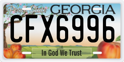 GA license plate CFX6996