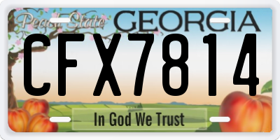 GA license plate CFX7814
