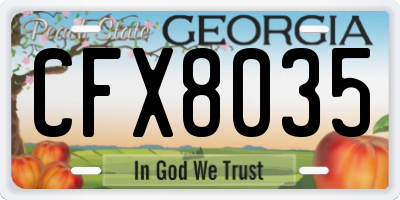 GA license plate CFX8035