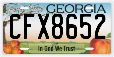 GA license plate CFX8652