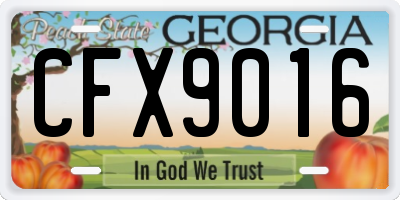 GA license plate CFX9016