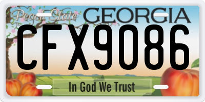 GA license plate CFX9086