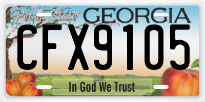 GA license plate CFX9105