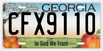 GA license plate CFX9110