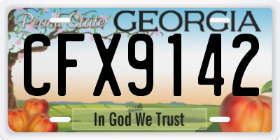 GA license plate CFX9142