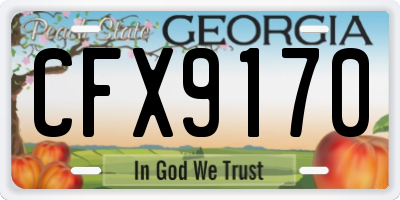 GA license plate CFX9170