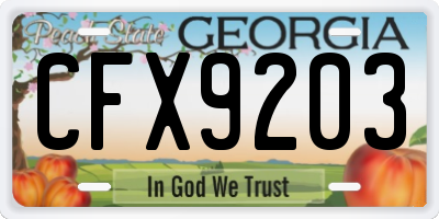 GA license plate CFX9203
