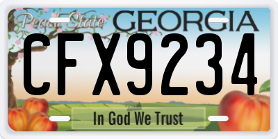 GA license plate CFX9234