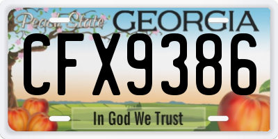 GA license plate CFX9386