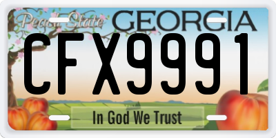 GA license plate CFX9991