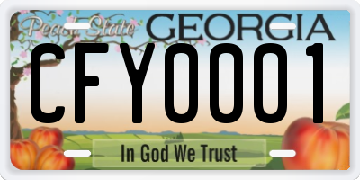 GA license plate CFY0001