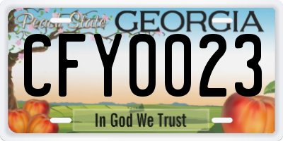 GA license plate CFY0023
