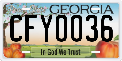 GA license plate CFY0036