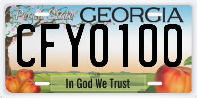 GA license plate CFY0100